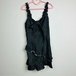 SHEIN Denim Ruffle Front knot mini dress Size Large